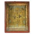 Старинная паломническая печатная икона в глухом застекленном киоте Пресвятая Богородица Печерская,Пресвятая Богородица Свенская, преподобные Антоний и Феодосий Печерские. Россия, Киев, XIX век. Старинная паломническая печатная икона в глухом застекленном киоте Пресвятая Богородица Печерская,Пресвятая Богородица Свенская, преподобные Антоний и Феодосий Печерские. Россия, Киев, XIX век.