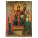 Старинная икона на дереве Царь Славы крупного формата с предстоящими и символами евангелистов. Россия, конец XIX века – начало XX, иконописный центр в селе Борисовка. Старинная икона на дереве Царь Славы крупного формата с предстоящими и символами евангелистов. Россия, конец XIX века – начало XX, иконописный центр в селе Борисовка.