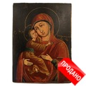 Старинная икона Владимирской Божьей Матери, щепная икона. Россия, Холуй, мастерская Ивана Горбунова, XIX век. Старинная икона Владимирской Божьей Матери, щепная икона. Россия, Холуй, мастерская Ивана Горбунова, XIX век.