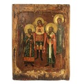 Икона Собор Архангела Михаила - Архангел Михаил, мученики Флор и Лавр, святитель Модест патриарх Иерусалимский, священномученик Власий епископ Севастийский. Россия, Владимирские села, XIX век. Икона Собор Архангела Михаила - Архангел Михаил, мученики Флор и Лавр, святитель Модест патриарх Иерусалимский, священномученик Власий епископ Севастийский. Россия, Владимирские села, XIX век.