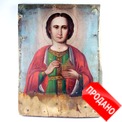 Старинная икона на дереве святой великомученик и целитель Пантелеймон (Пантелеимон). Россия, Южные рубежи империи, XIX век. Старинная икона на дереве святой великомученик и целитель Пантелеймон (Пантелеимон). Россия, Южные рубежи империи, XIX век.