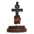 Антикварный медный крест Распятие Христово, вросший в деревянный ствол. Россия, XVIII век.
